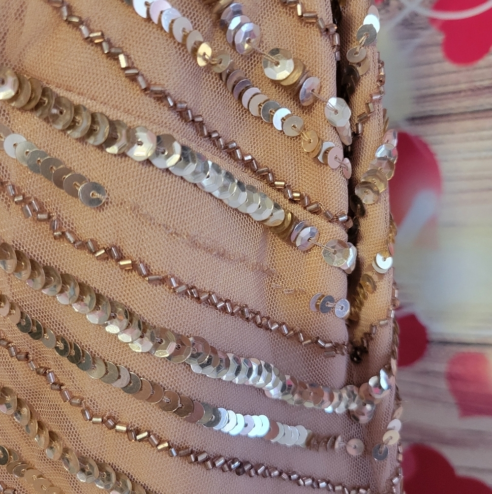 Adrianna Papell Rose Gold Sequin Midi Dress - Picture 7 of 12